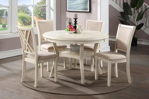 Miniatura 2 de New Classic Furniture Amy - Juego de mesa de comedor de 5 piezas, color beige y marrón