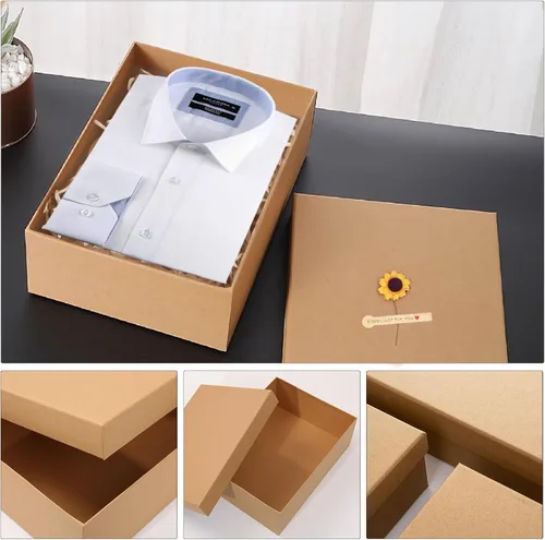 Miniatura 3 de Giftilious Cajas de regalo con tapas para regalos, juego de 6 cajas de regalo vacías, cajas de papel de estraza natural y rústica, caja de regalo
