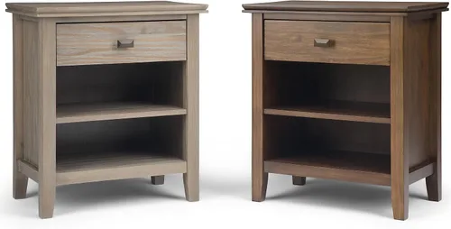 Miniatura 12 de SIMPLIHOME Mesita de noche artesanal de madera maciza de 24 pulgadas de ancho en marrón otoño, mesa auxiliar o auxiliar contemporánea con 1 cajón