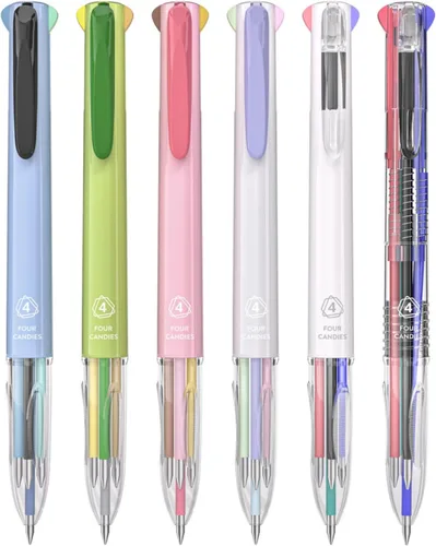 Miniatura 9 de Four Candies Bolígrafos multicolor, bolígrafo de 4 en 1, paquete de 9 bolígrafos de 1.0mm y 4 colores, bolígrafos de secado rápido para enfermeras