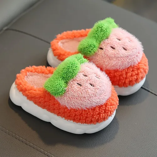 Miniatura 2 de sfdgfhyf Toddlers House Slippers Girls Toddler Cotton Slippers Girls Winter Home Indoor Warm Fruit (Red, 10.5 Years Big Kids)