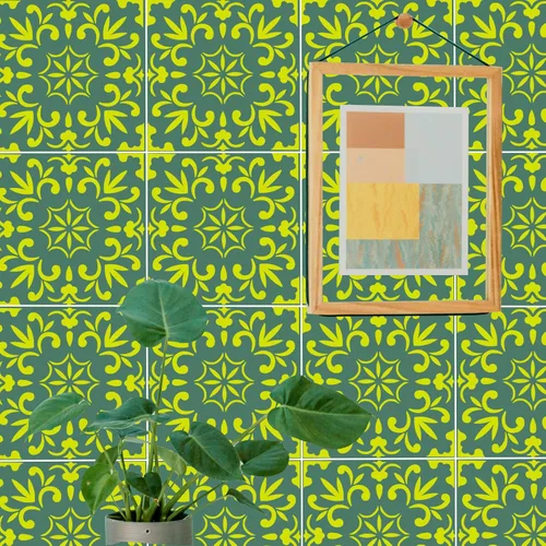 Miniatura 6 de 2 plantillas grandes de 12 x 12 pulgadas de mandala para piso, azulejos, paredes, tela, madera y muebles, plantillas de flores reutilizables
