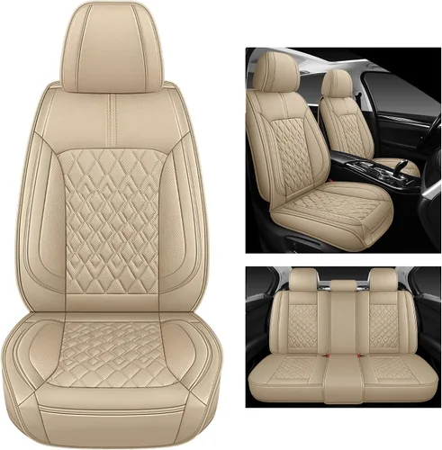 Miniatura 4 de Pariitadin Juego completo de fundas de cuero para asiento de automóvil, impermeables, transpirables, de piel sintética, fundas de asiento