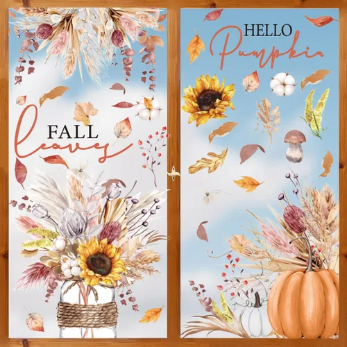 Miniatura 17 de Horaldaily 40 calcomanías de Halloween para ventana, Jack-O-Lantern, calabaza, camión, gnomo, fantasma, murciélagos, gatos, suministros de fiesta