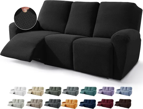 Miniatura 14 de JIVINER Fundas de sofá reclinable de 8 piezas, fundas elásticas de jacquard para sofá reclinable, fundas para sala de estar, protector suave de 3