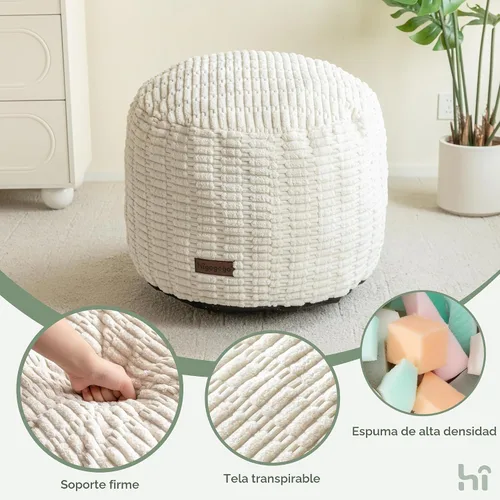 Miniatura 6 de HIGOGOGO Puf Otomano Relleno Redondo Moderno de Espuma para Reposapiés Decorativo para Sala de Estar, Silla Decorativa de 20 X 15 Pulgadas, Taburete