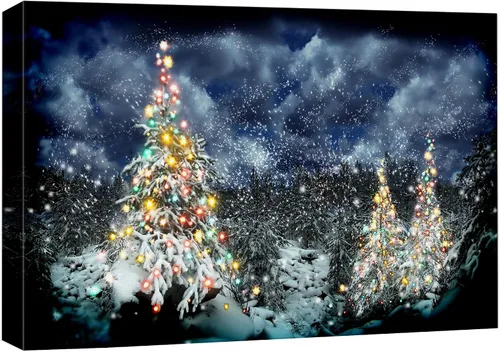 Miniatura 32 de wall26 Lienzo Impreso Arte de Pared Papá Noel Árbol de Navidad Chimenea Celebraciones y Fiestas Ilustración Decorativa Arte Moderno Escénico