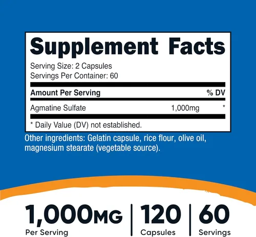 Miniatura 2 de Nutricost - Sulfato de Agmatina 1000 mg, 120 cápsulas - Sin gluten, sin OMG, 500 mg por cápsula