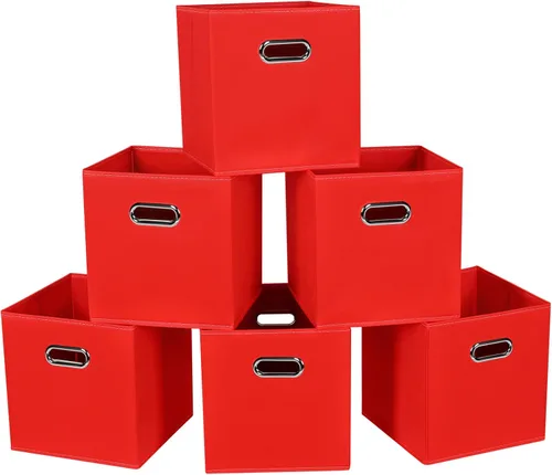 Miniatura 17 de STOREONE - Cubos de almacenamiento de tela con contenedores de cestas (28x28x28 cm) con asas dobles para estante, armario, organizadores de Negro