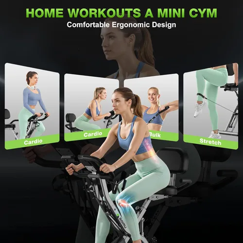 Miniatura 12 de Bicicleta de Ejercicio, Bicicleta Estática Plegable 5 en 1 para Personas Mayores, Resistencia Magnética Ajustable de 16 Niveles, Bicicleta
