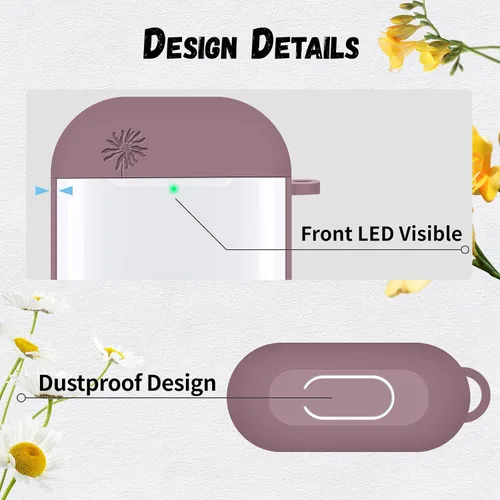 Miniatura 4 de Funda protectora de silicona suave compatible con Apple AirPods de 2ª y 1ª generación con llavero (violeta ahumado)