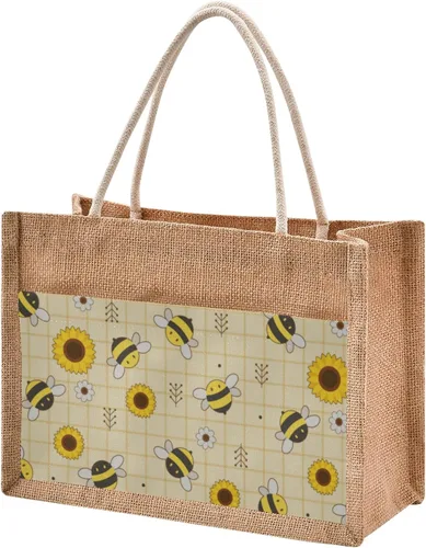 Miniatura 36 de CaTaKu Divertida bolsa de yute con asas y cremallera para gatos, bolsa de arpillera reutilizable con bolsillo frontal de lona, regalo para bodas, 12
