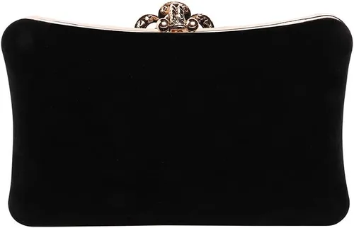 Miniatura 4 de Bolsos de noche de terciopelo para mujeres con cierre de flores de diamantes de imitación adornado con cristal embrague monedero para fiesta boda