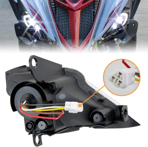 Miniatura 4 de SAUTVS Faros delanteros LED de haz alto y bajo, luces delanteras DRL luz de señal de giro para Yamaha YFZ 450 YFZ450R YFZ450X Wolverine 450 350