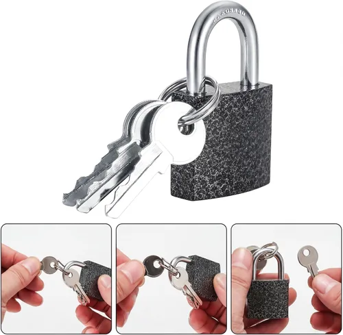 Miniatura 3 de 4 candados pequeños con llave con llaves, candados de almohadilla, candado de latón macizo con llave, cerraduras de casilleros con las mismas llaves