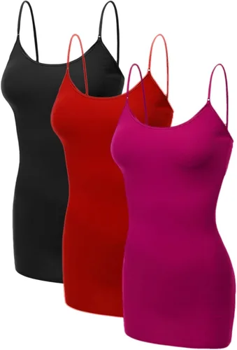 Miniatura 329 de Emmalise Camisola larga casual básica para mujer, con tirantes ajustables, top en capas