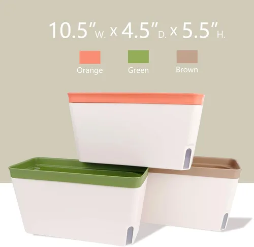 Miniatura 4 de OurWarm Juego de 3 macetas de hierbas para el alféizar de la ventana, macetas de riego automático de 10.5 pulgadas con ventana visual de nivel