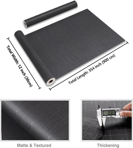 Miniatura 8 de CRE8TIVE Papel tapiz de lino con textura a rayas para pegar y despegar, papel de contacto para paredes, encimeras, vinilo impermeable, 12 x 354