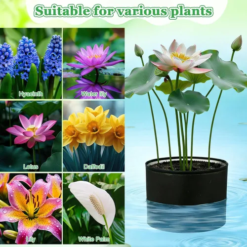 Miniatura 6 de 4 bolsas grandes de plantación de estanques acuáticos de 10 x 12 pulgadas, macetas de tela reutilizables para plantas acuáticas de 5 galones