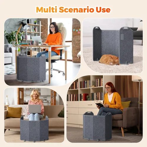 Miniatura 6 de Calentador para debajo del escritorio para oficina, calentador de espacio plegable de tamaño grande 5 pliegues, silencioso para piernas, tobillos