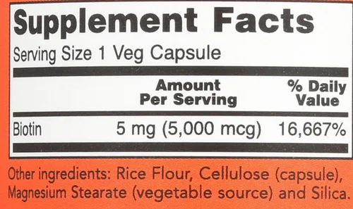 Miniatura 3 de NOW Biotin 5,000 mcg - 120 VCaps (paquete de 2 botellas)
