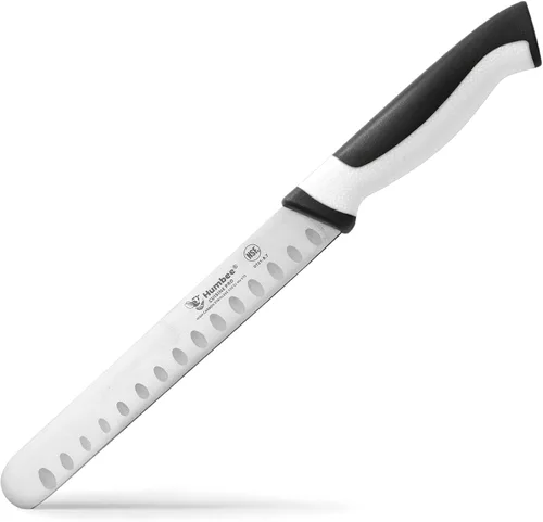 Miniatura 34 de Cuchillo de chef de 8 pulgadas con borde Granton para rebanar jamón y carne de pavo Certificado NSF Hoja de acero inoxidable alemán Mango