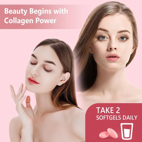 Miniatura 6 de Paquete de 2 píldoras de péptidos de colágeno liposomal para mujeres, 2000 mg, colágeno hidrolizado múltiple tipo I, II, III, V, X con 2500 mcg
