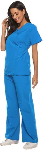 Miniatura 5 de Conjuntos de ropa quirúrgica para mujer, uniforme de enfermera, camiseta y pantalón deportivo, ropa de trabajo, elástico, de manga corta, cuello