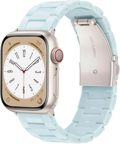 Miniatura 22 de V.R.HOPE Correa de Resina para Reloj Compatible con Apple Watch para Mujeres 38mm 40mm 41mm 42mm Oro Rosa Ligero Pulsera de Pulsera para iWatch Beige