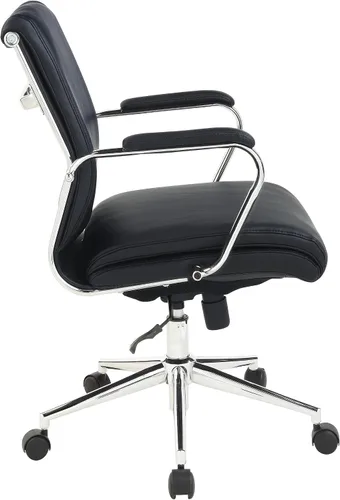 Miniatura 4 de Office Star Silla de oficina ajustable Antimicrobial Manager con base cromada, respaldo medio, tela negra Dillon