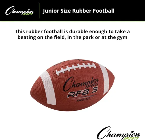 Miniatura 5 de Champion Sports Rubber Football Durable All-Weather Football with Enhanced Grip - Backyard Play & Training Pee Wee to Official Sizes