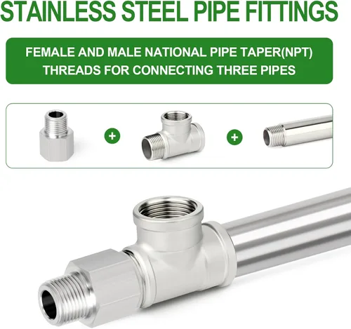 Miniatura 6 de TAISHER 2 piezas de accesorios de tubería de salida en T de acero inoxidable 304, 1" NPT hembra x 1" NPT hembra x 1" NPT macho, salida en T macho