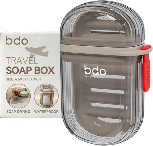 Miniatura 10 de Doter Estuche de jabón de viaje, contenedor de jabón a prueba de fugas con tapa, soporte portátil para jabón de barra para viajes, jaboneras