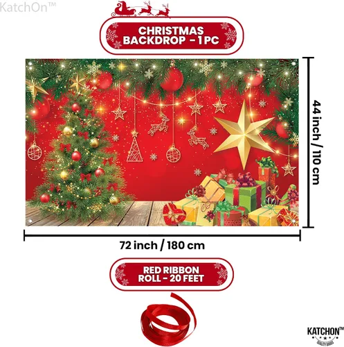 Miniatura 2 de KatchOn, Pancarta de Navidad Extra Grande - 72x44 Pulgadas, Roja, Tela de Tela, Incluye Rollo de Cinta Roja - 20 Pies, Perfecta para Decoraciones