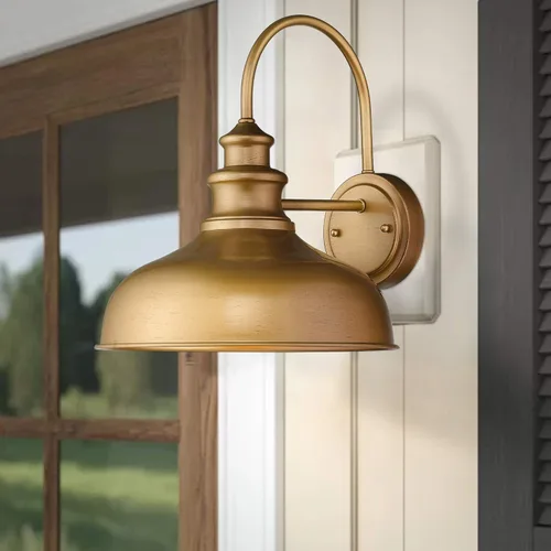 Miniatura 4 de zeyu Iluminación Moderna de Granero, Luminaria de Granero de 11 Pulgadas para Interiores con Acabado Dorado Pintado a Mano, 02A390 AG