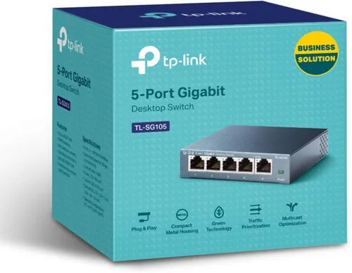 Miniatura 7 de TP-Link TL-SG105, conmutador Ethernet Gigabit no administrado de 5 puertos, concentrador de red, divisor Ethernet, Plug & Play, diseño de metal sin