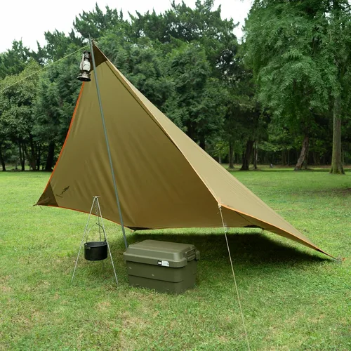 Miniatura 8 de FREE SOLDIER Lona impermeable portátil multifuncional para exteriores, camping, viajes; toldo de mochilero, refugio contra la lluvia Marrón verdoso