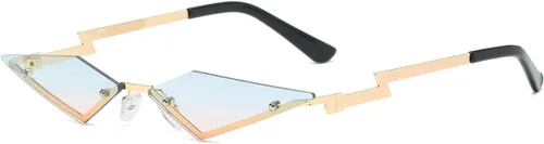 JOVAKIT Gafas de sol sin montura para mujeres y hombres, gafas de sol de polígono de moda, marco de metal, gafas de fiesta rave de Halloween