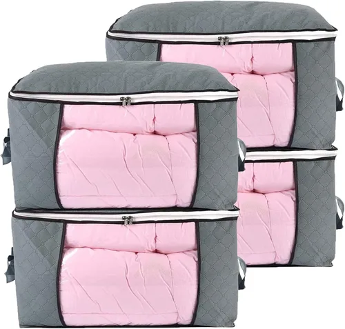 Miniatura 8 de ComboCube - Bolsa de almacenamiento para edredón, bolsa con cremallera con ventana grande transparente y asas de transporte, organizadores