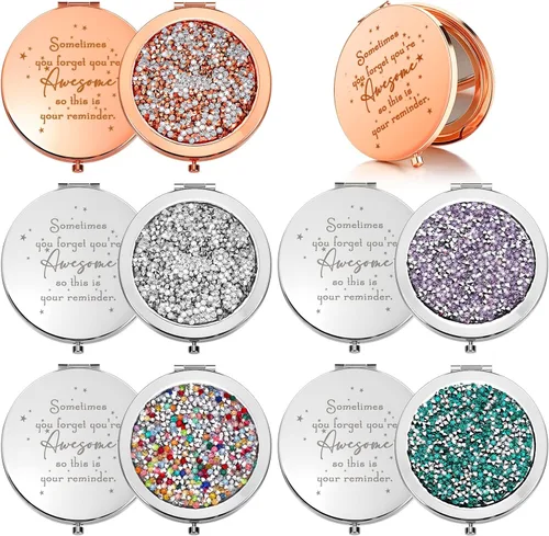 Miniatura 16 de Roowest 10 piezas de espejo compacto de regalos para mujeres, Sometimes You Forget Your Awesome Bulk Apreciation Party Favores para empleados, Oro