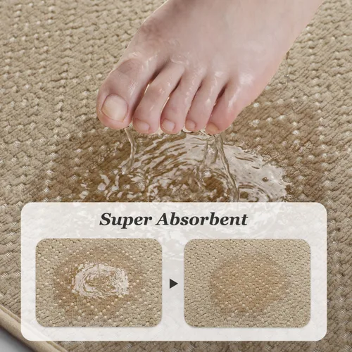 Miniatura 4 de AMOAMI Tapete de baño fino, súper absorbente, antideslizante, parte trasera de goma, tapetes de baño para baño, secado rápido, superficie