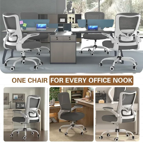 Miniatura 8 de Silla de oficina ergonómica, silla de escritorio con respaldo alto y soporte lumbar ajustable, respaldo de malla transpirable, capacidad de 330