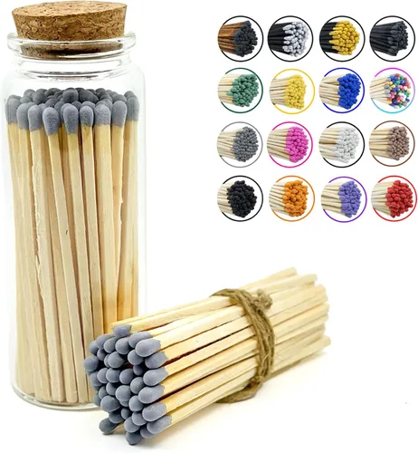 Miniatura 11 de Chandler Studio Fósforos en un frasco Más de 60 cerillas Fósforos decorativos con almohadilla de encendido Encendedor de velas largo
