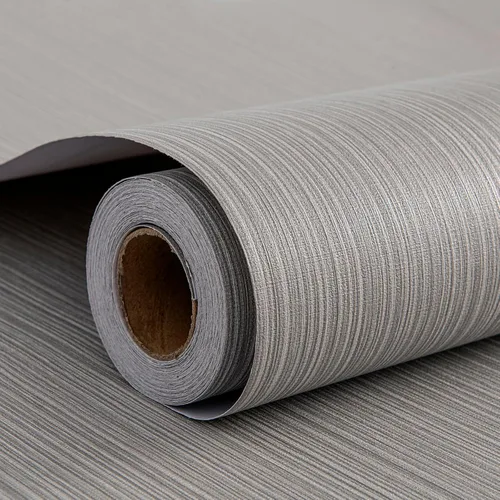 FUKU MON Papel Tapiz de Tela de Hierba 24" X 394" Texturizado Gris Moca Lino Grueso Clásico Neutro Tejido de Hierba Papel de Contacto para Paredes