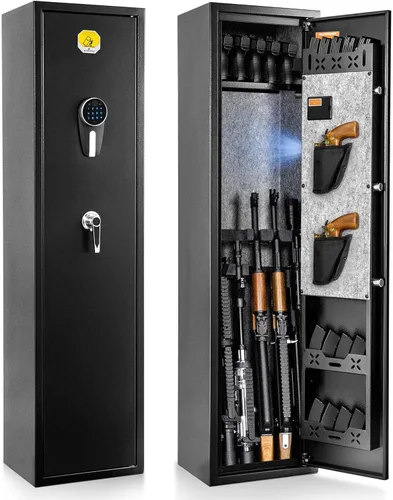 Miniatura 8 de BlackSmith - Caja fuerte biométrica para rifles, caja fuerte para armas largas del hogar, acceso rápido, reconocimiento de huellas dactilares, caja