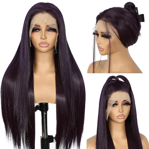Miniatura 21 de SAPPHIREWIGS Peluca de cabello lacio natural color marrón rojizo #350, sin enredos, línea capilar natural 6 × 13, parte de libertad de encaje