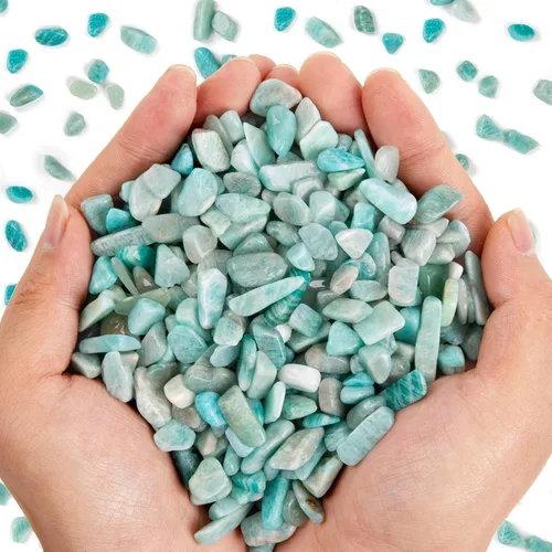 QICQDRAM - Cristales naturales verdes de amazonita en volumen 0,9 lb/405g, piedras decorativas pequeñas en trozos para decoración del hogar y tanque