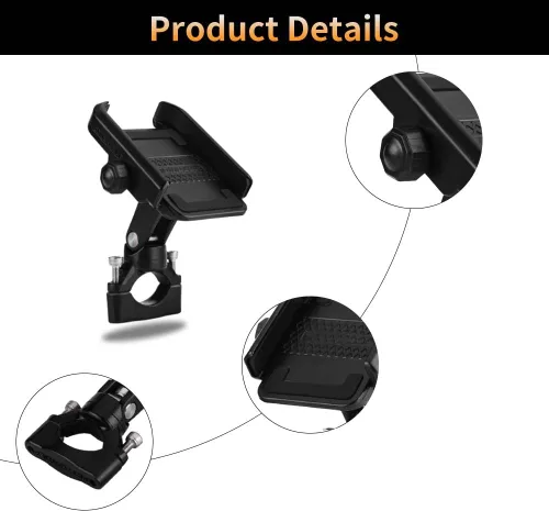 Miniatura 2 de Keenso Soporte de teléfono celular para motocicleta, soporte universal ajustable para manillar para teléfono móvil de 4 a 6 pulgadas, color negro