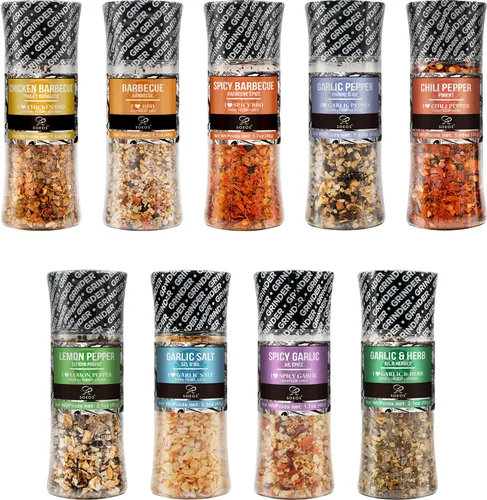 Miniatura 12 de Set de Condimentos Soeos de 3 con Molinillos Integrados, Ajo Picante, Ajo y Hierbas, Sal de Ajo, Set de Regalo de Condimentos.