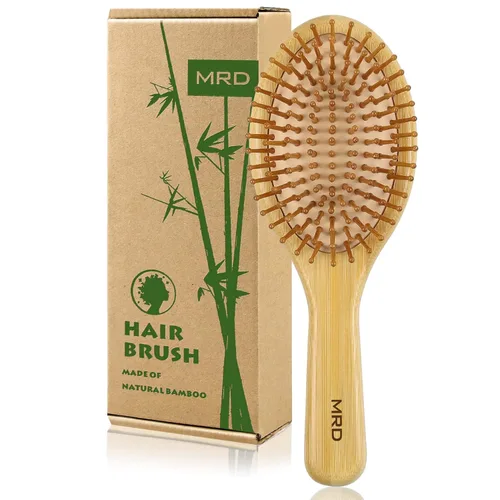 MRD Cepillo de cabello, cepillo de paleta de bambú natural para desenredar, masaje del cuero cabelludo para cabello grueso/fino/rizado/seco para
